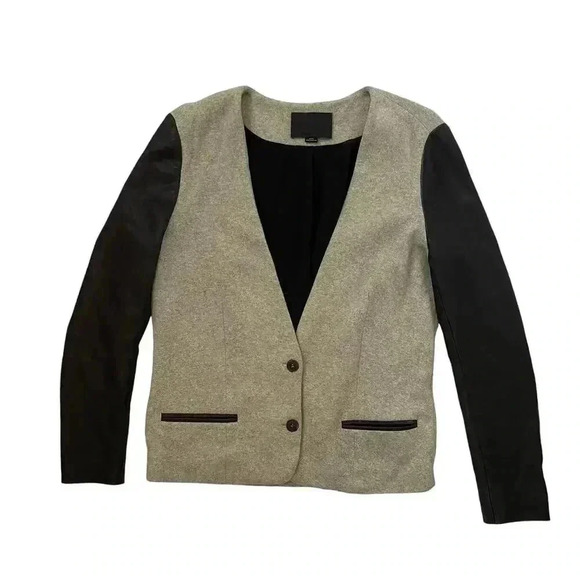 Alexander Wang Jackets & Blazers - Alexander Wang Blazer - Gray Cotton Blend and Black Lambskin Leather - Size 8